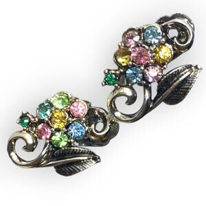 Spring flowers pastel crystal accent clip on earrings